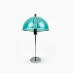 Edinburgh mid-century modern table lamp with clear acrylic dome and polished silver metal frame in flat product photography