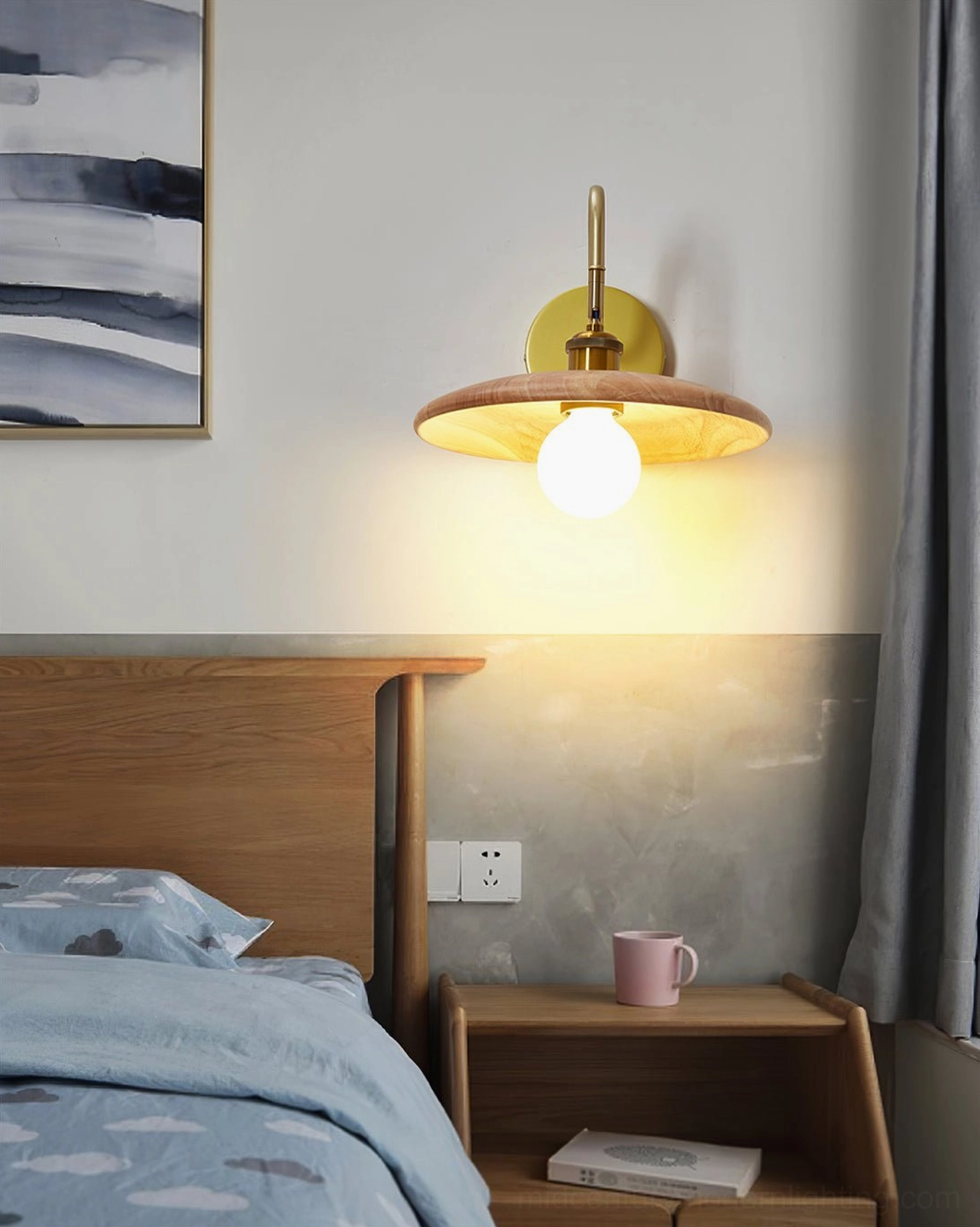 Edmund wall sconce product shot showing complete fixture with gooseneck arm and mounting plate