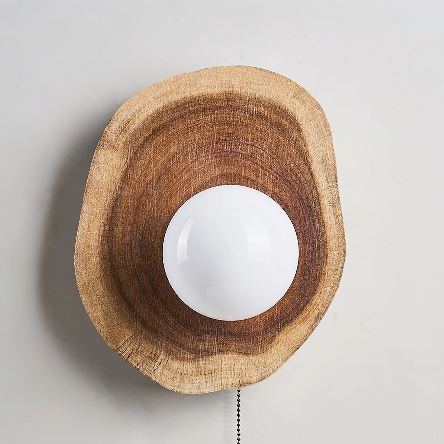 Eivor wooden wall lamp showing white finish option with natural wood grain visible, minimalist Scandinavian design in neutral palette