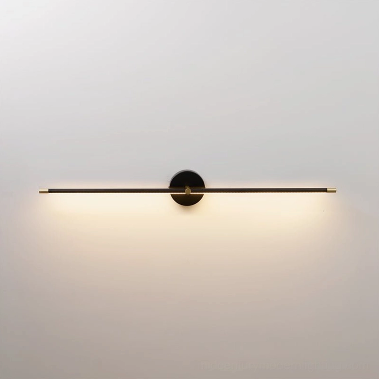 Elegant black and gold linear wall lamp combining luxury finishes