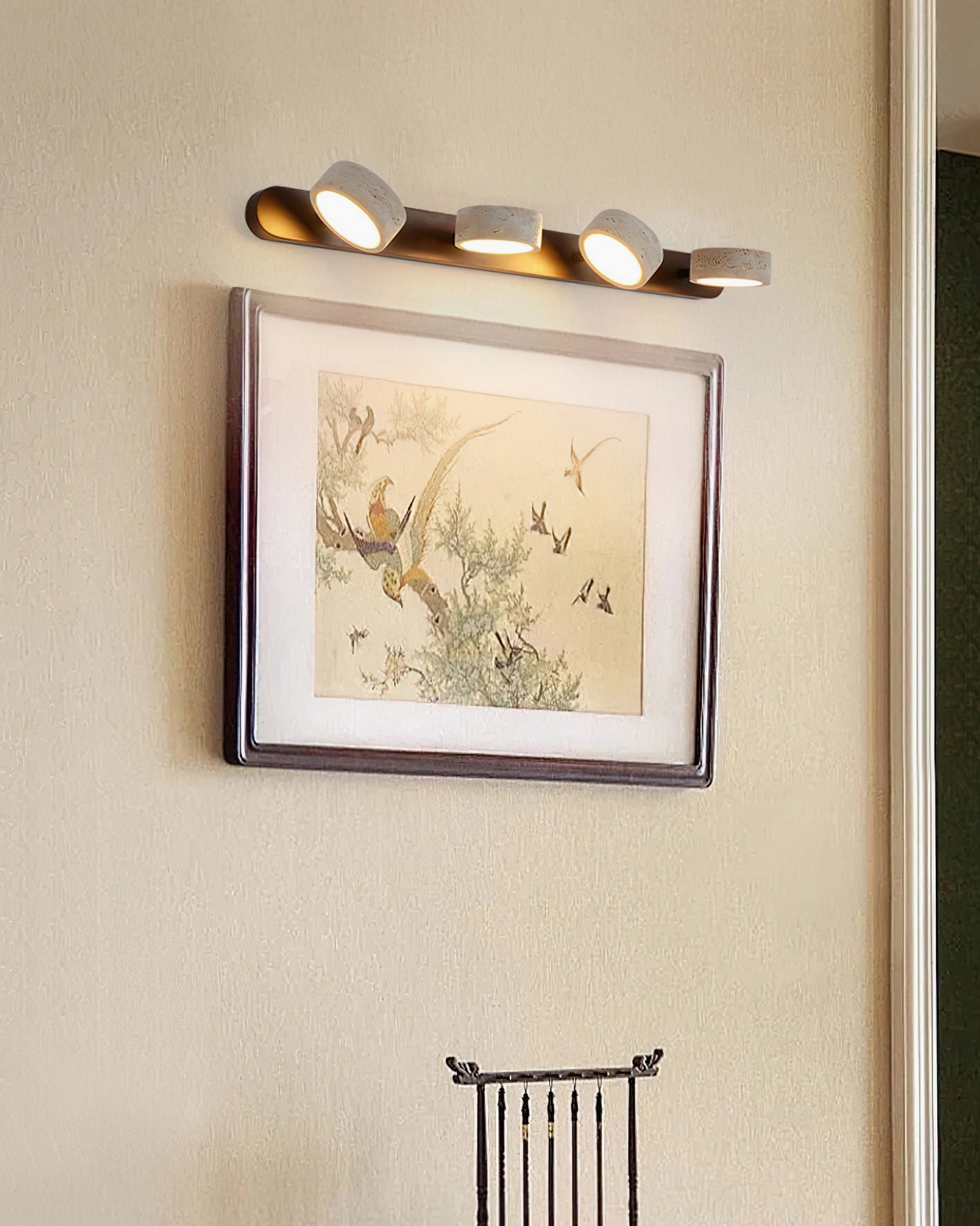 Elias travertine wall lamp architectural detail stone texture minimalist design