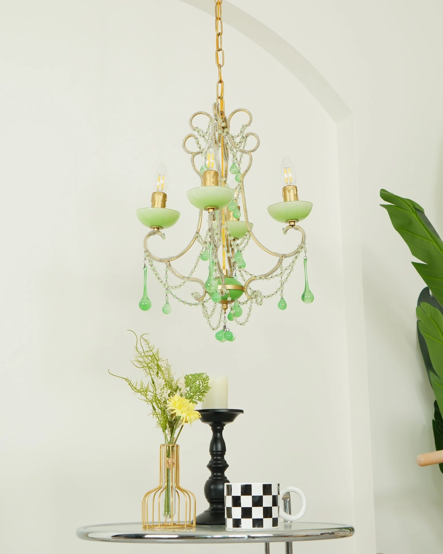 Emerald green Murano chandelier showcasing authentic hand-crafted glass work and vintage-inspired design