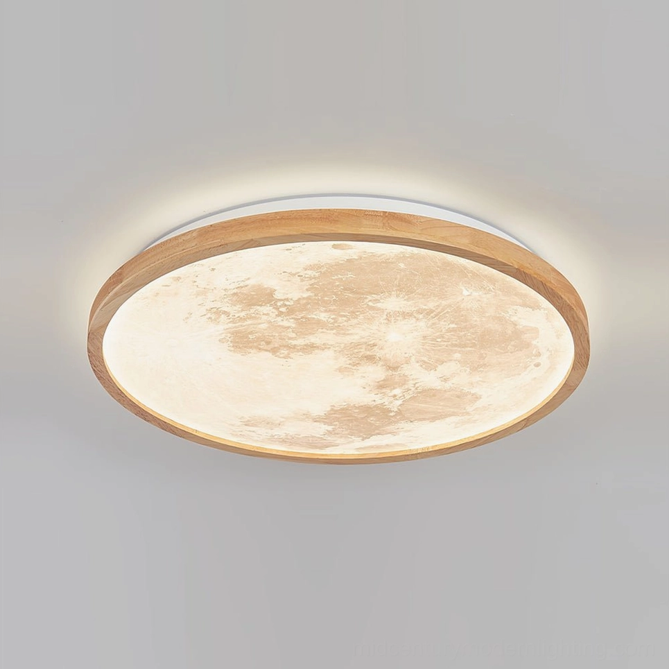 Emiva round LED ceiling lamp mounted in contemporary interior space with minimalist aesthetic