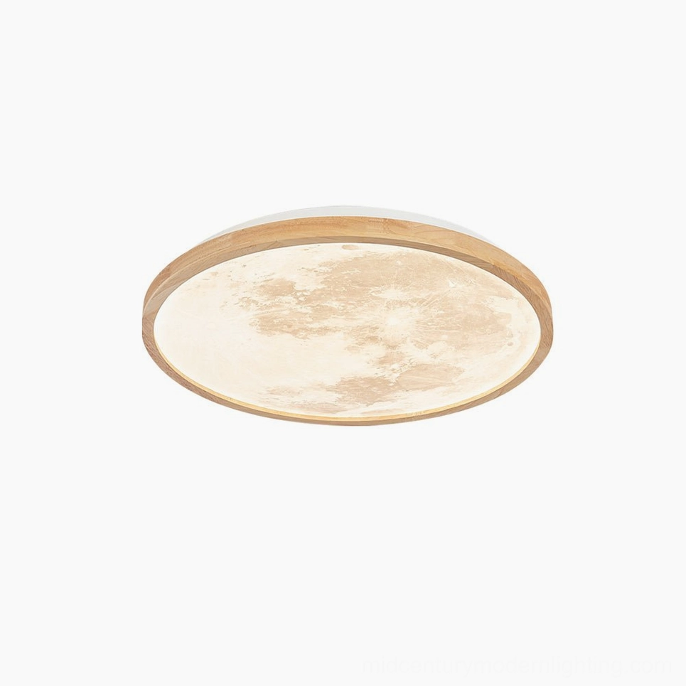 Emiva LED ceiling lamp warm light variant with rubber wood frame and white acrylic diffuser