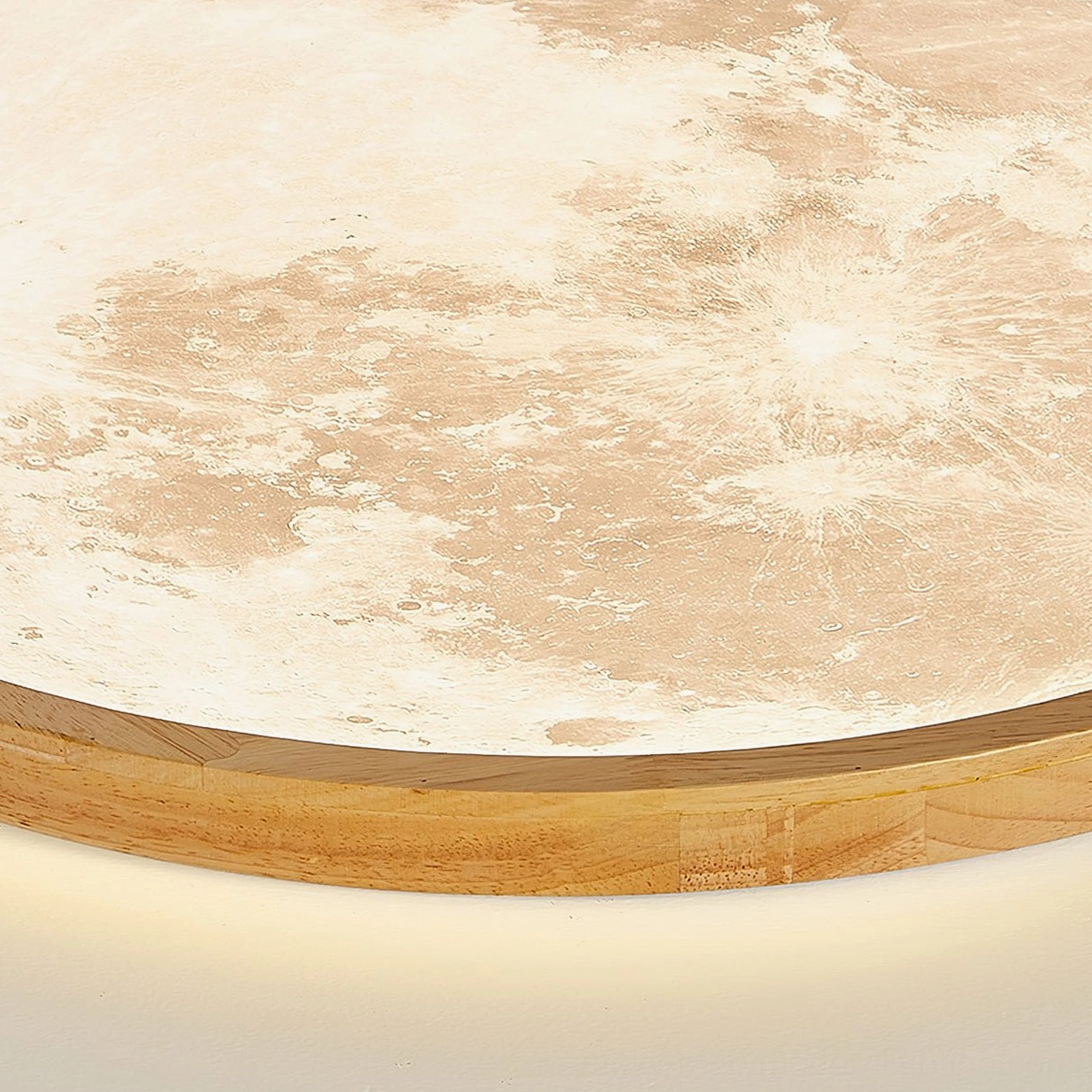 Emiva modern ceiling lamp product showcase with wooden frame and acrylic shade on white background