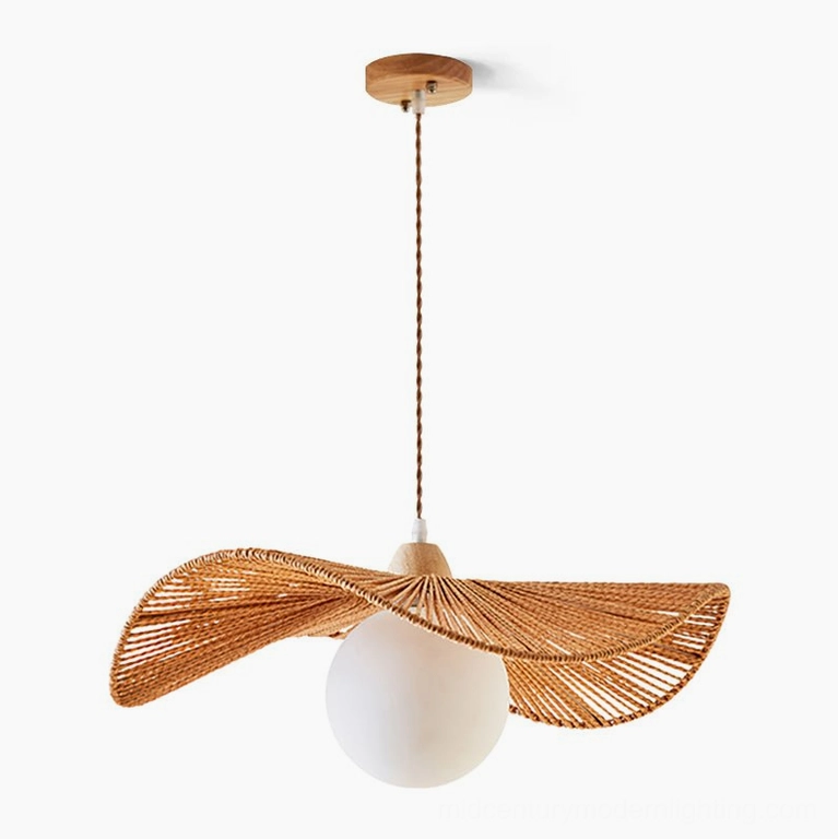 Large Emmi rope pendant lamp 50cm diameter with handwoven hemp rope shade statement lighting fixture