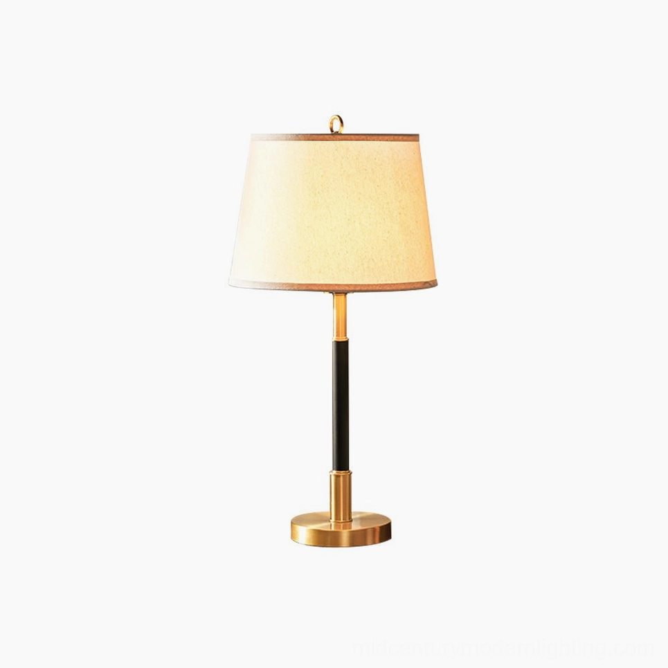 Empire Brass Table Lamp with black and gold finish, full frontal view against white studio background