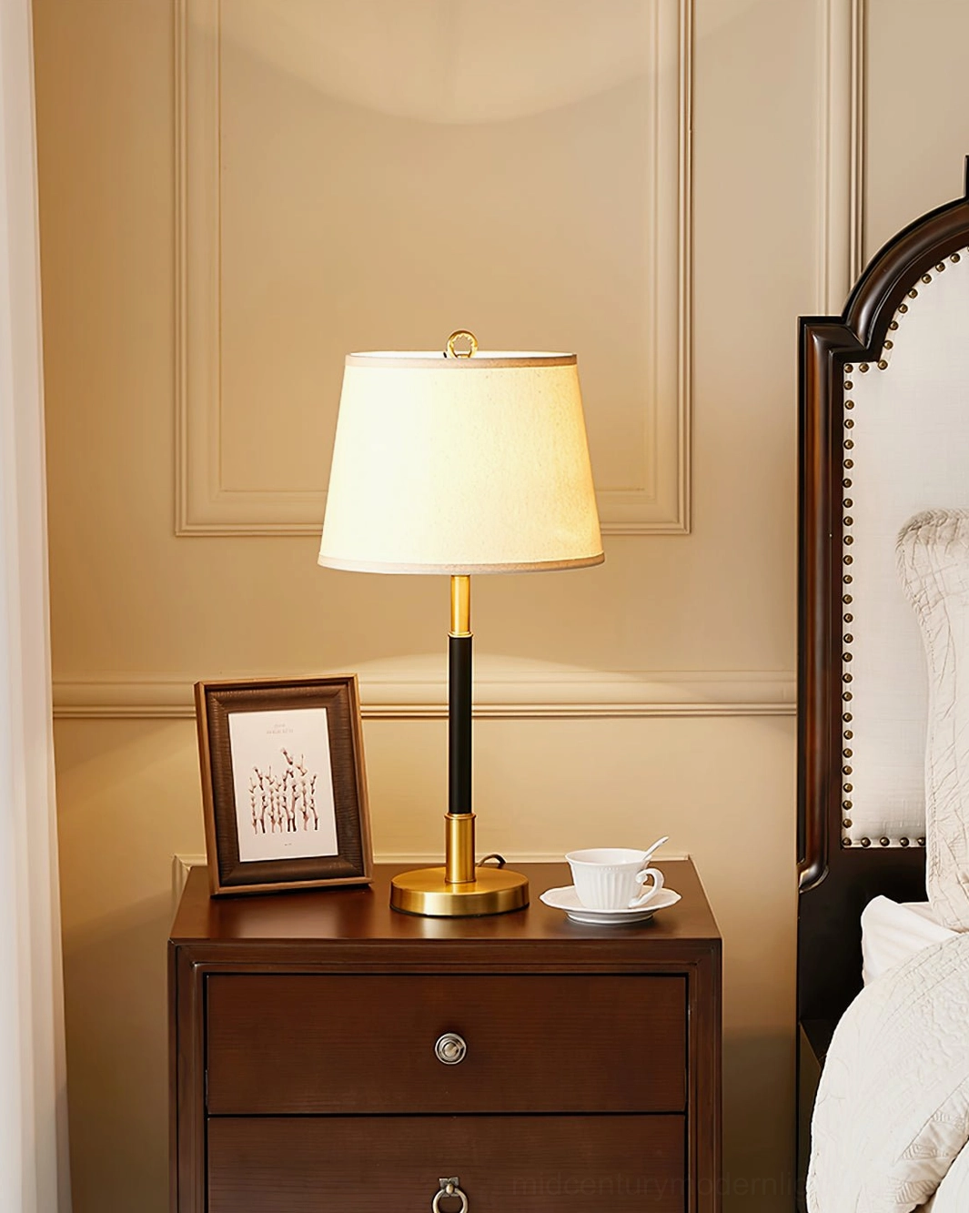 Empire Modern Table Lamp with push button switch on furniture surface