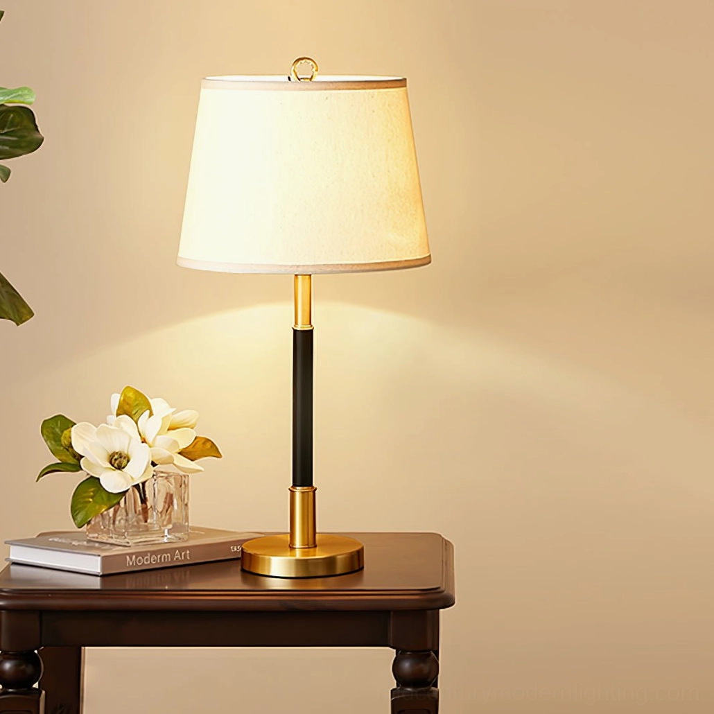 Empire Table Lamp sophisticated craftsmanship with brass and fabric materials