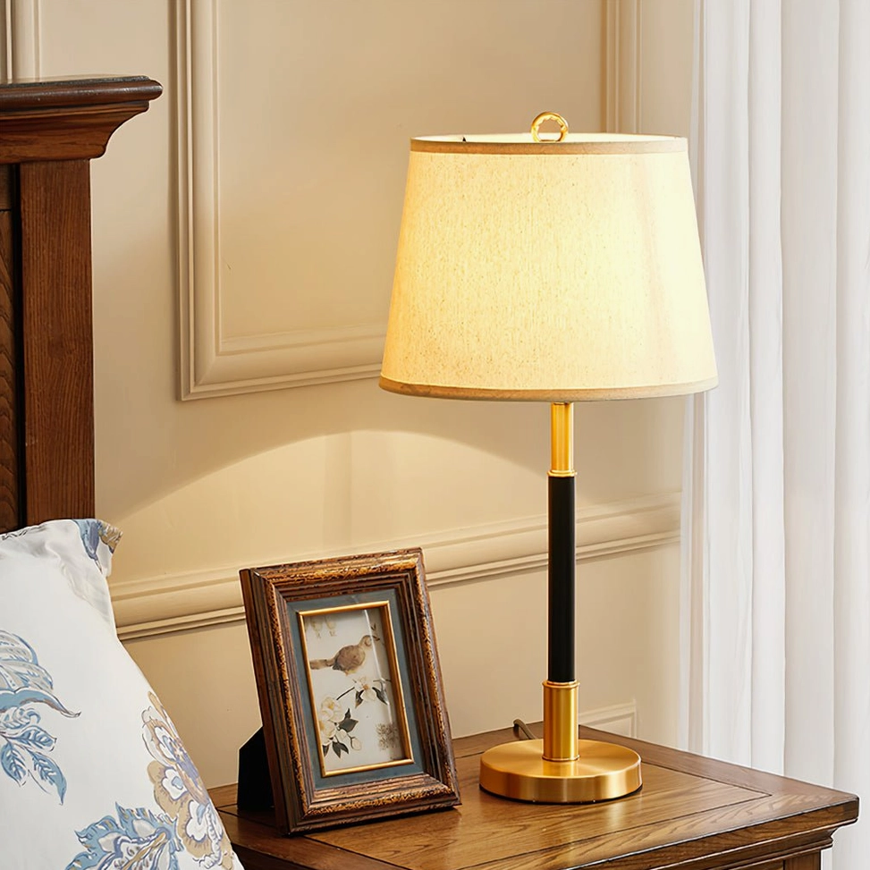 Empire Brass Table Lamp fabric shade soft glow for bedroom and living spaces