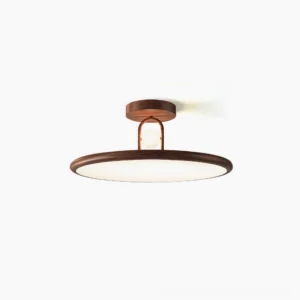 Envostar mid-century modern flush mount ceiling light with walnut finish, featuring frosted acrylic globe diffuser on white background