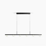 Esfera Linear LED chandelier front studio view black matte metal frame with frosted acrylic shades minimalist geometric design