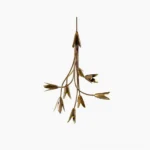 Evadne brass tulip chandelier overhead front view with floral branch design on white background