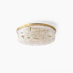 Evina crystal brass ceiling light flush mount modern chandelier front view on white background