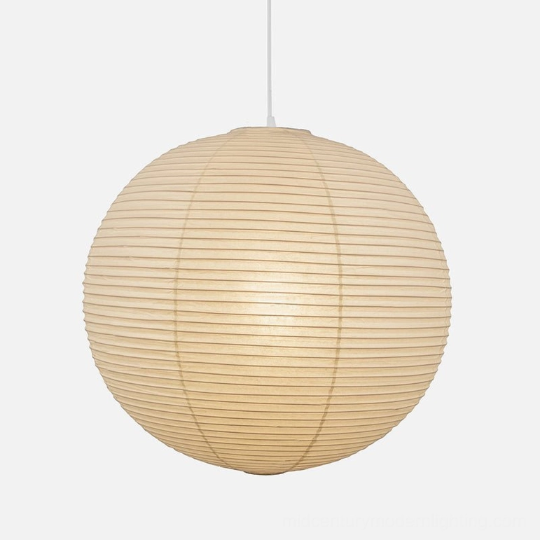 Extra large washi paper sphere pendant lamp creating dramatic focal point in luxury interior