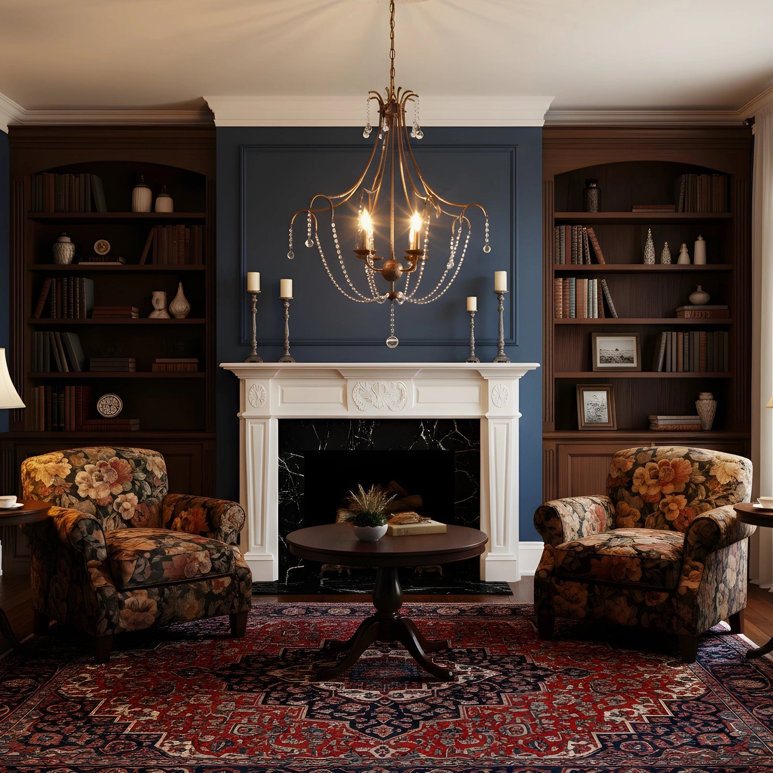 Fabio crystal chandelier traditional living room floral print furniture and classic decor