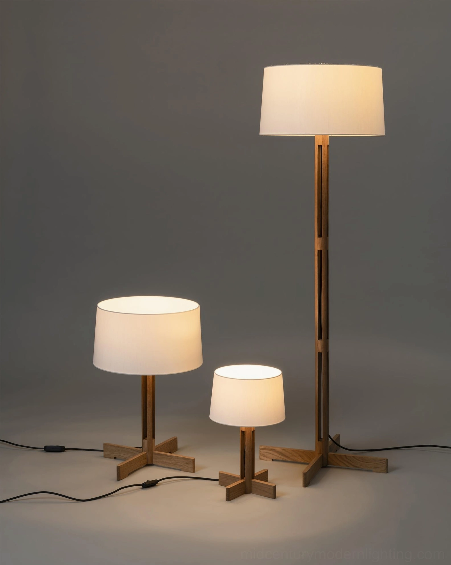 FAD Walnut Floor Lamp full product view on neutral studio background highlighting clean mid-century modern design