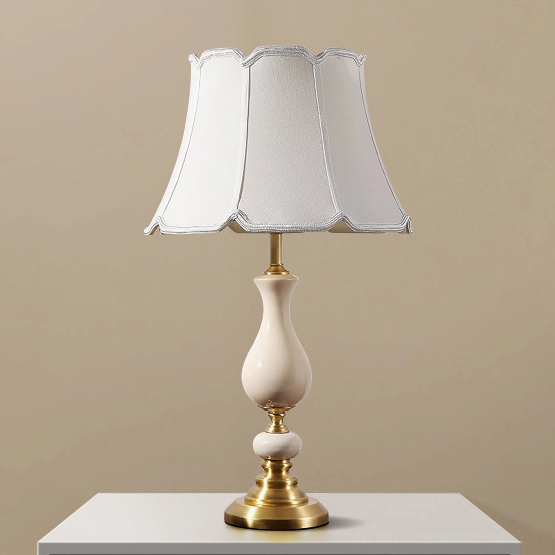 Mid-century modern table lamp paired with decorative accessories and design objects