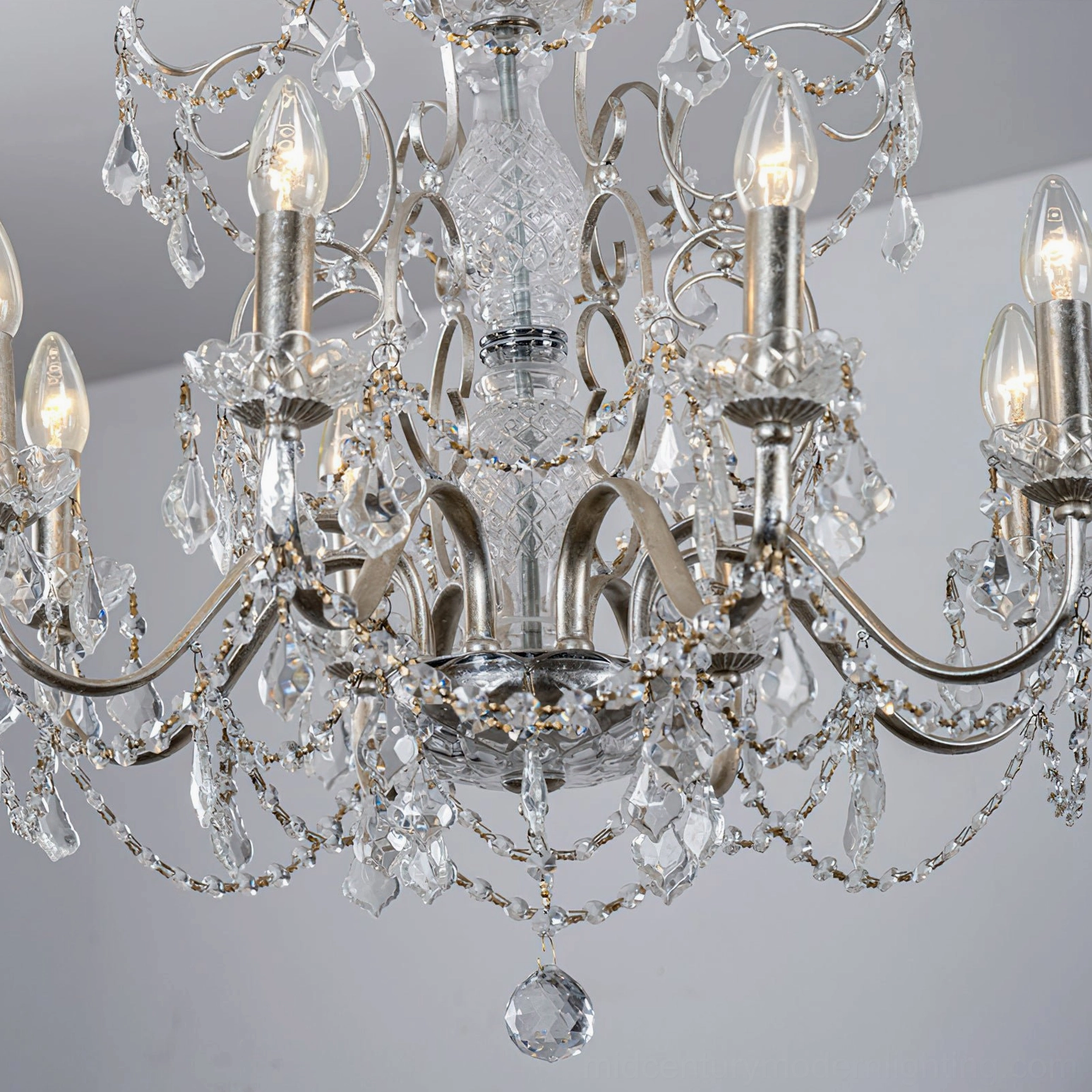 Fauna crystal chandelier crystal clusters in macro detail showing optical clarity and precision cutting of premium materials