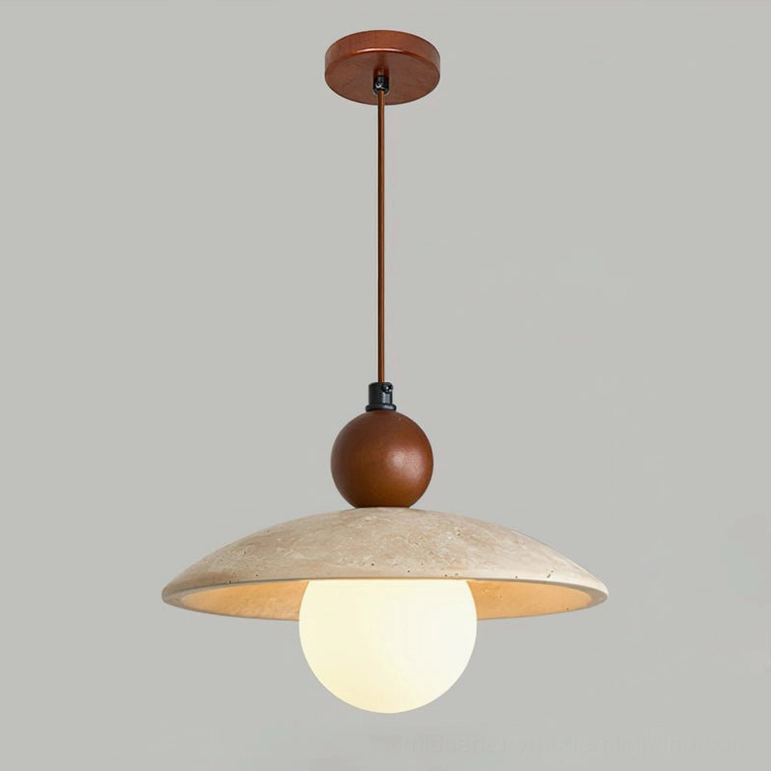 Ferox pendant light large size 9.8 inch with walnut and beige finish - product display photography