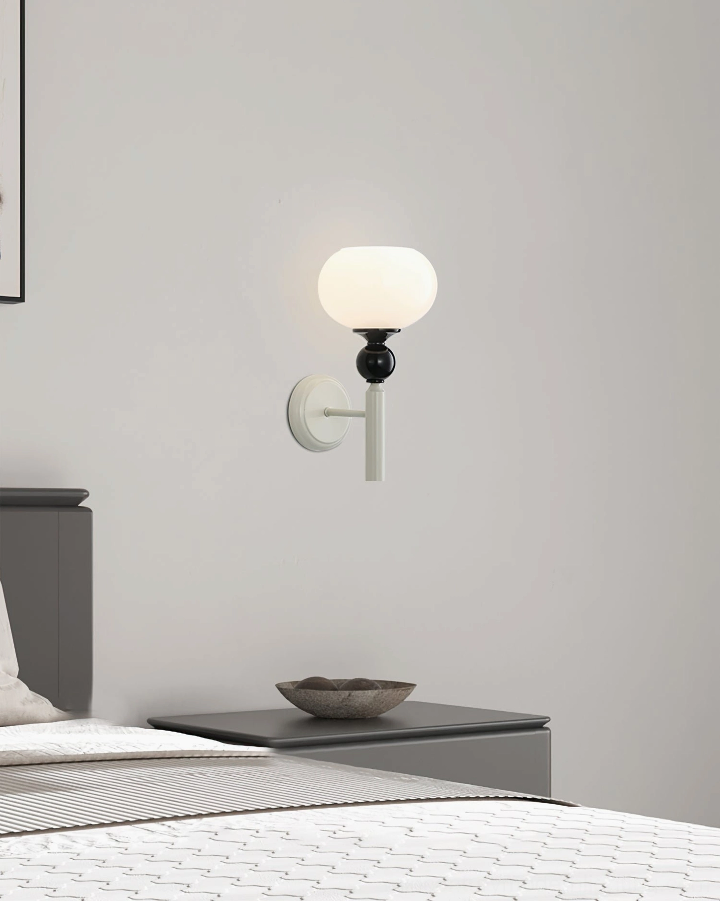 Feya globe wall lamp architectural detail emphasizing clean lines and minimalist aesthetic