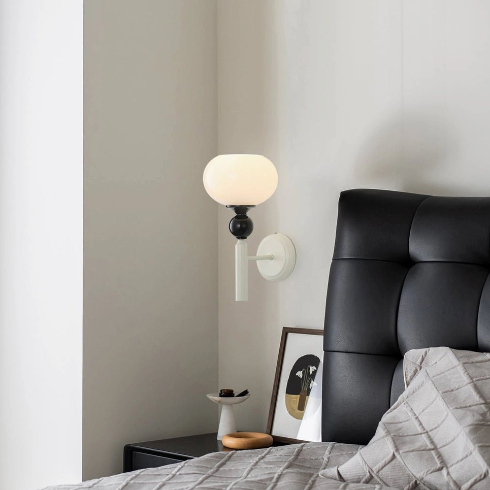 Feya wall lamp full product view showing complete sconce assembly and opal glass fixture