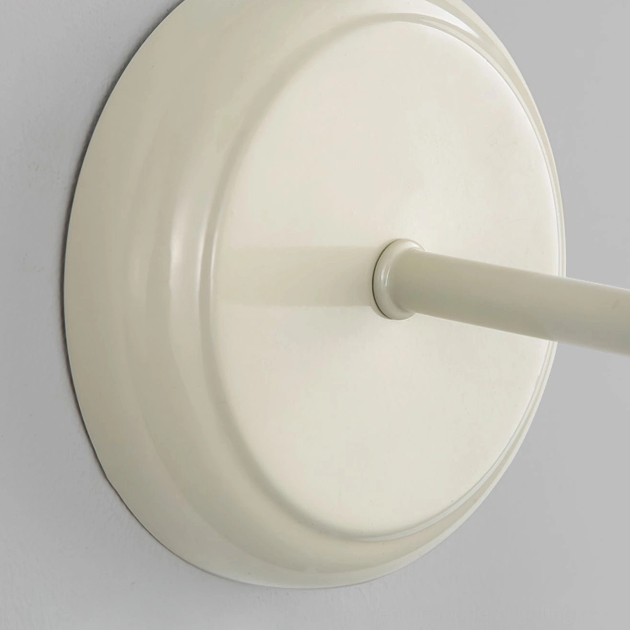 Feya wall lamp mounting base with rounded off-white matte finish and wall bracket