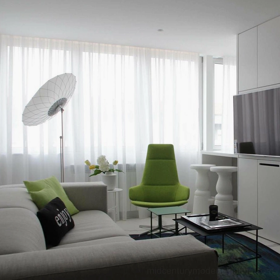 Filigree LED floor lamp complete sculptural form showing chrome finish and white shade composition