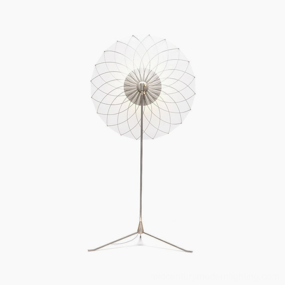 Filigree LED floor lamp with interchangeable plug options - US UK EU AU compatible