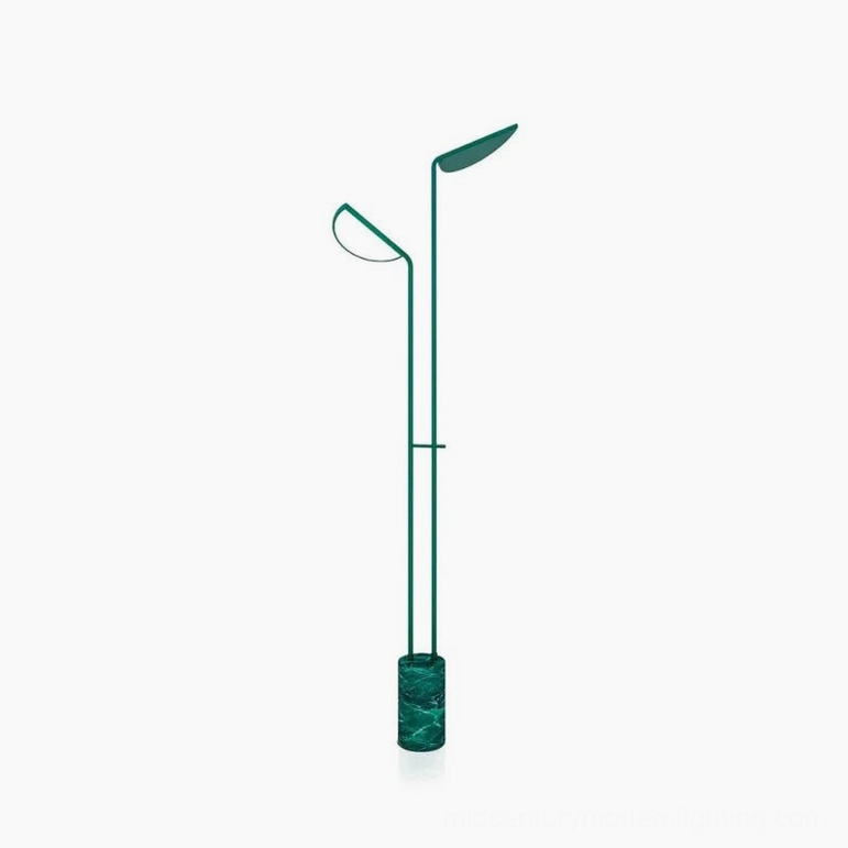 Green Filo moss sculptural floor lamp with organic leaf silhouette - studio product photography front view