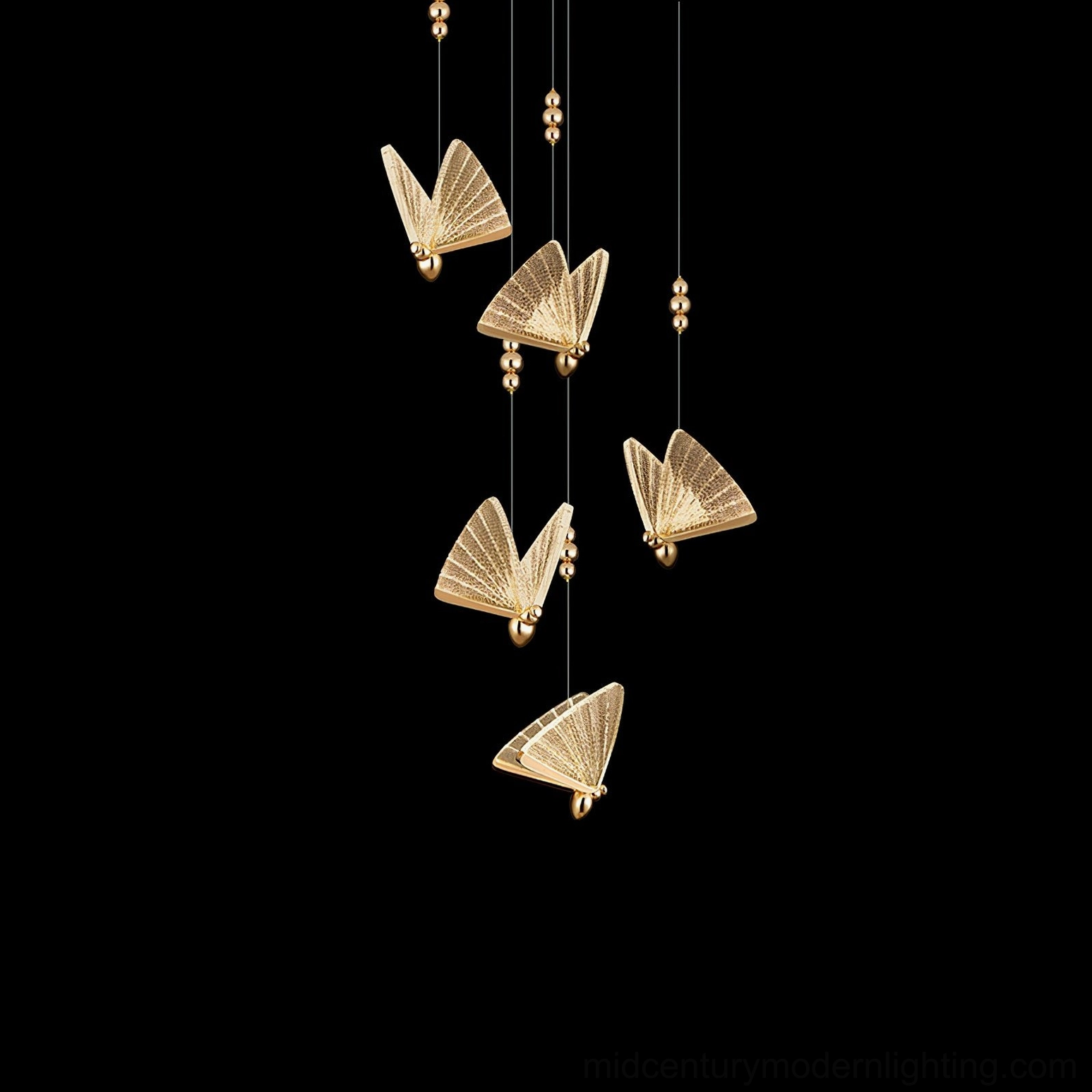Butterfly pendant light five-head round configuration