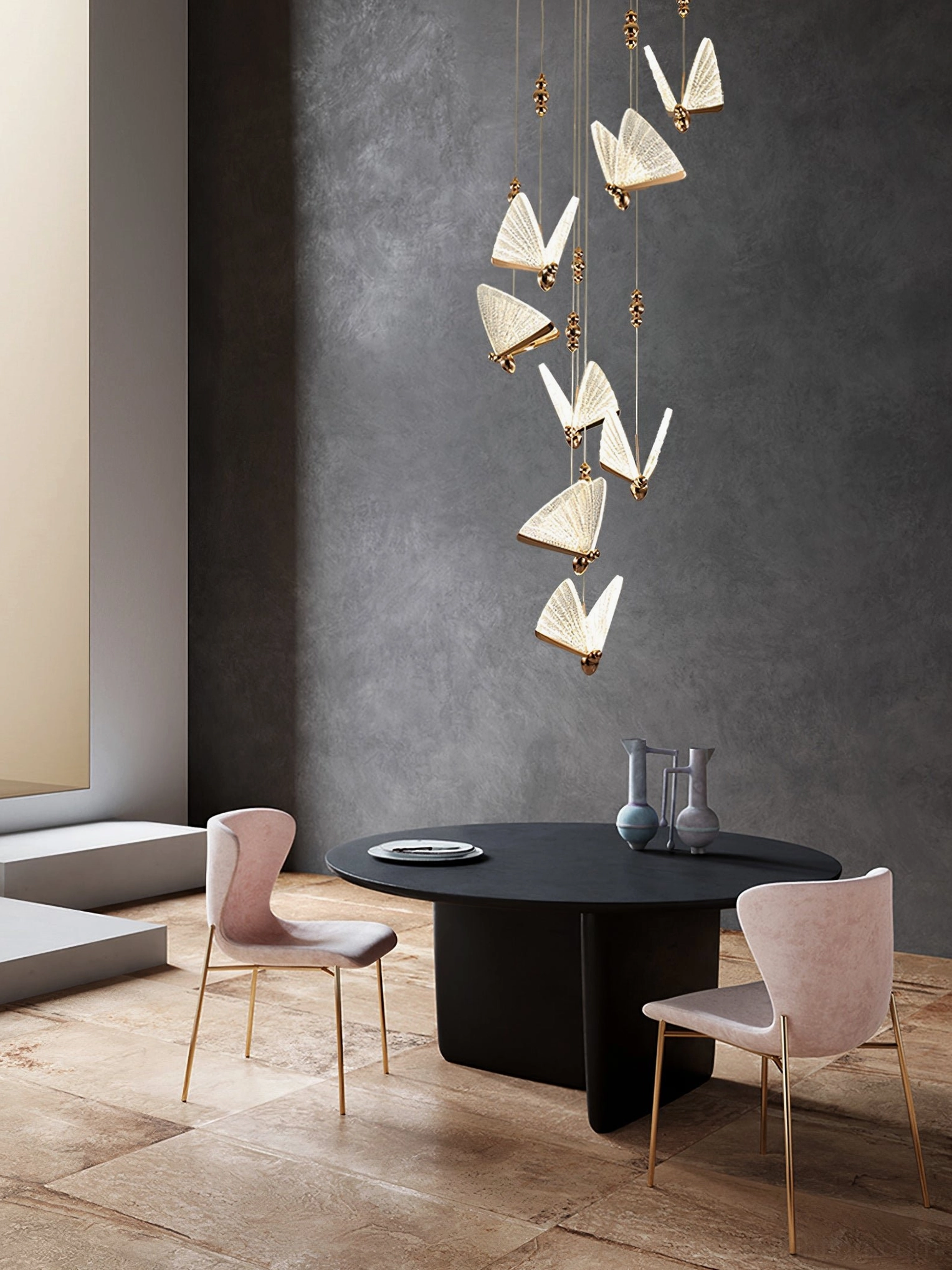 Butterfly pendant light five-head configuration