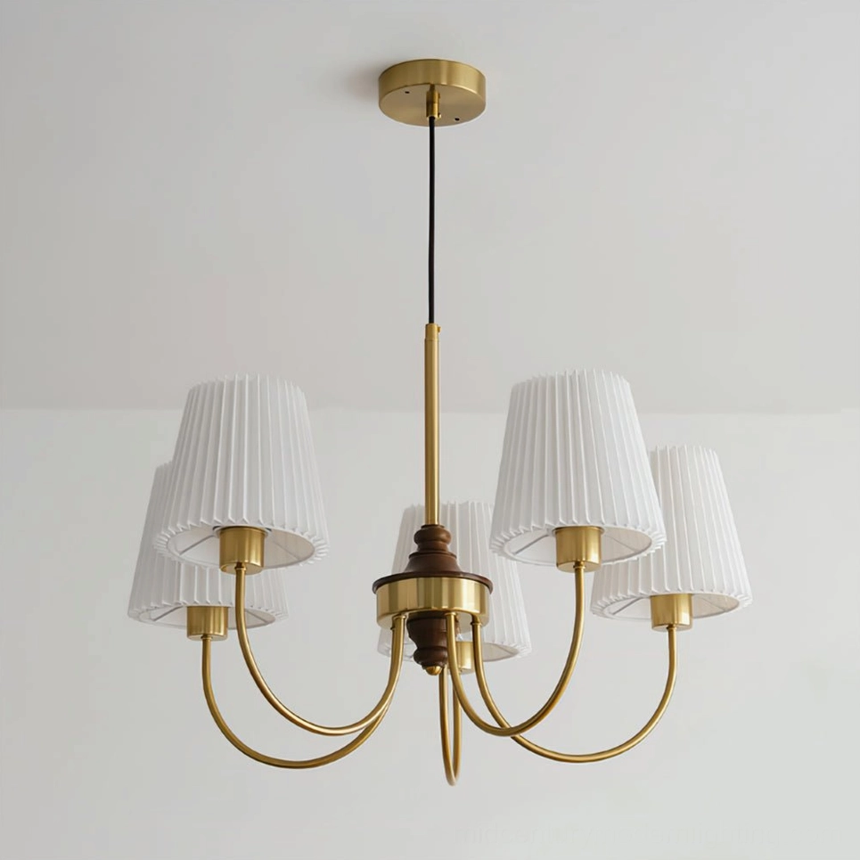 Josef 5-head solid wood chandelier white and gold finish product view