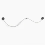 Flecto Tube flexible LED wall lamp in matte black, unlit front flat lay on white background showing woven fiber texture and metal mounting hardware