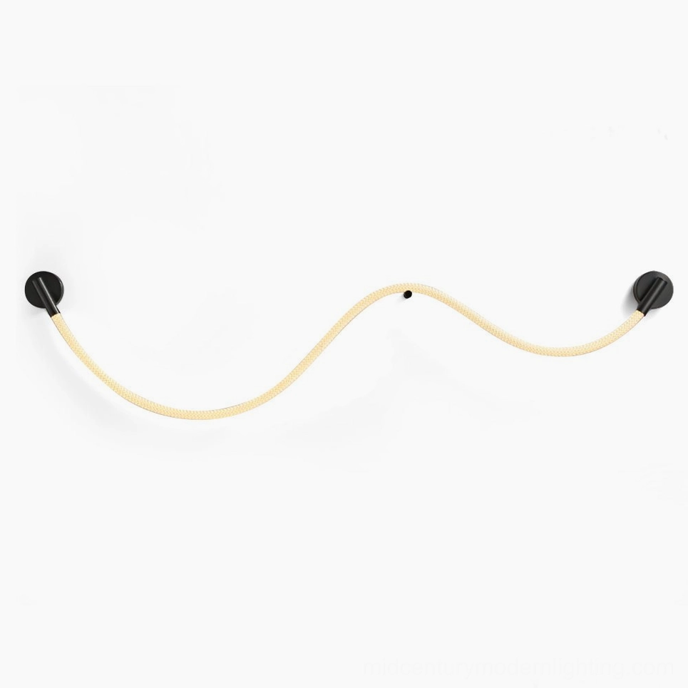 Flecto Tube wall lamp complete product photography showing optical-grade silicone and woven fiber design