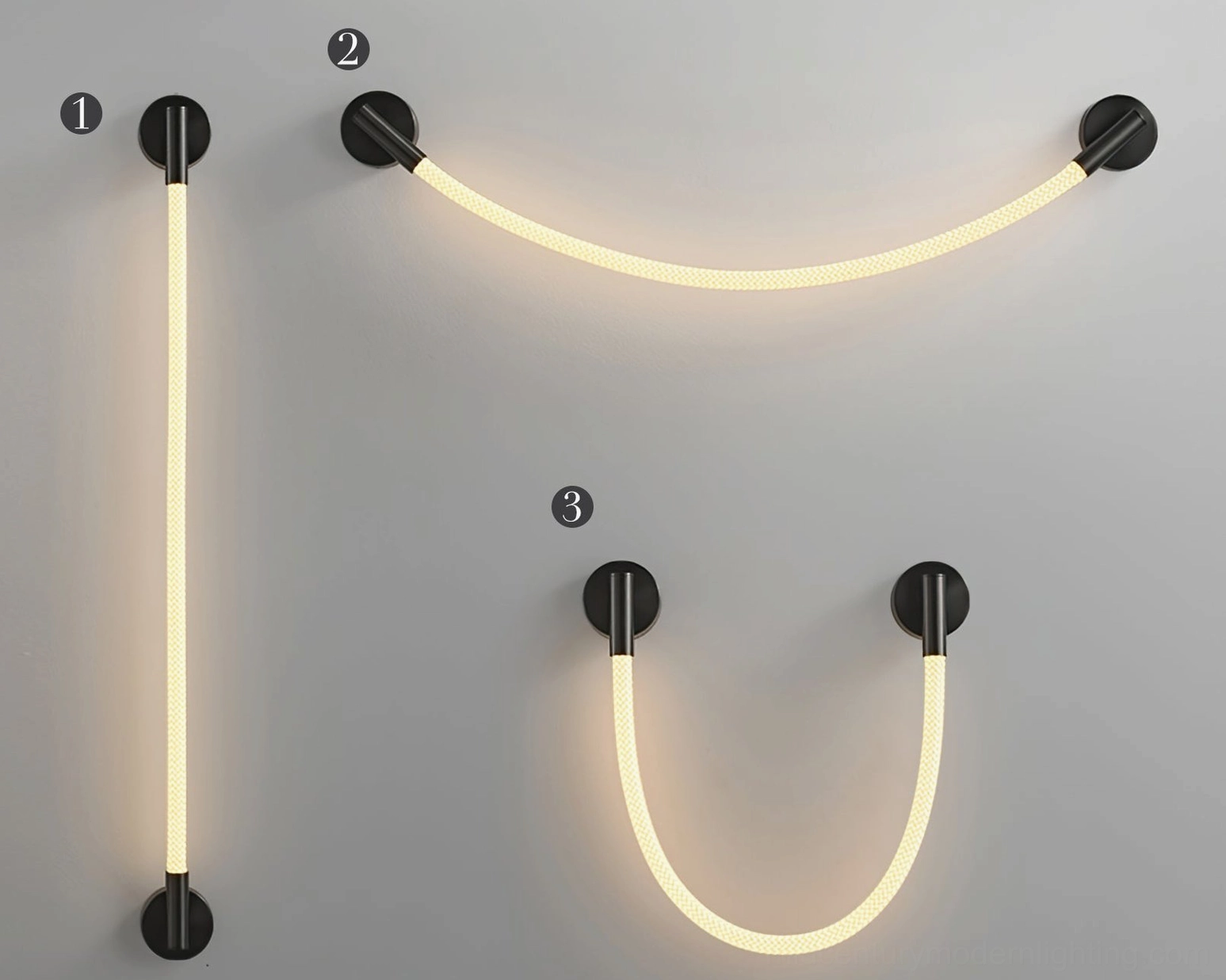 Flecto Tube wall lamp mid-century modern design style showing integrated LED and warm ambiance