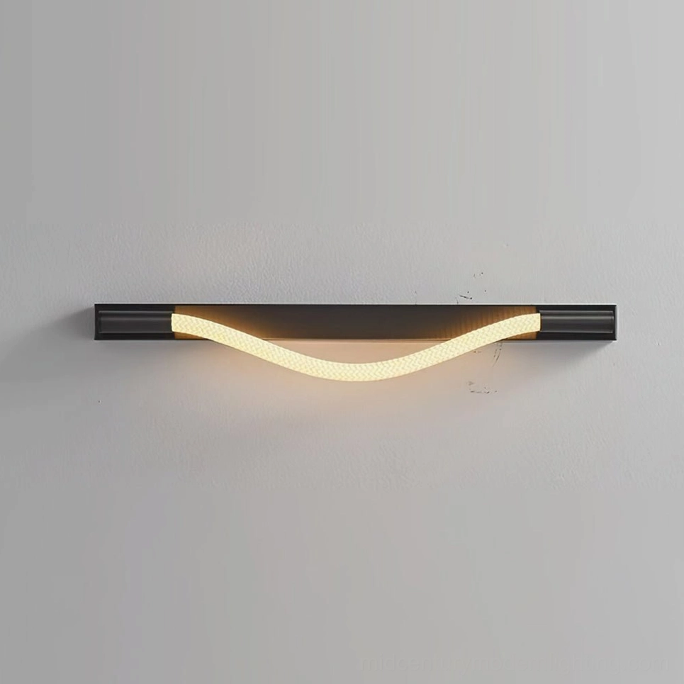 Flecto Tube Model C black and warm light wall lamp compact size installed in contemporary space