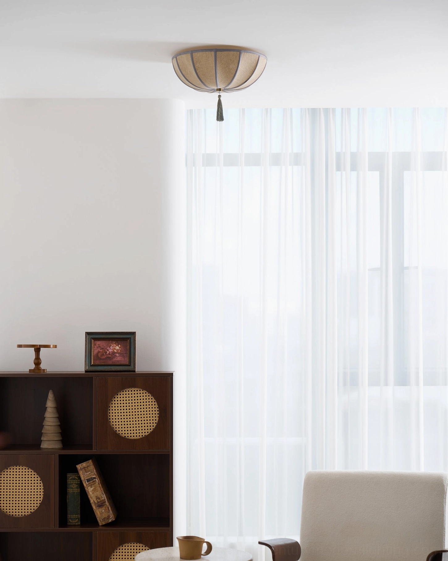 Fleur vintage ceiling light mounted flush against ceiling showing height profile and installation
