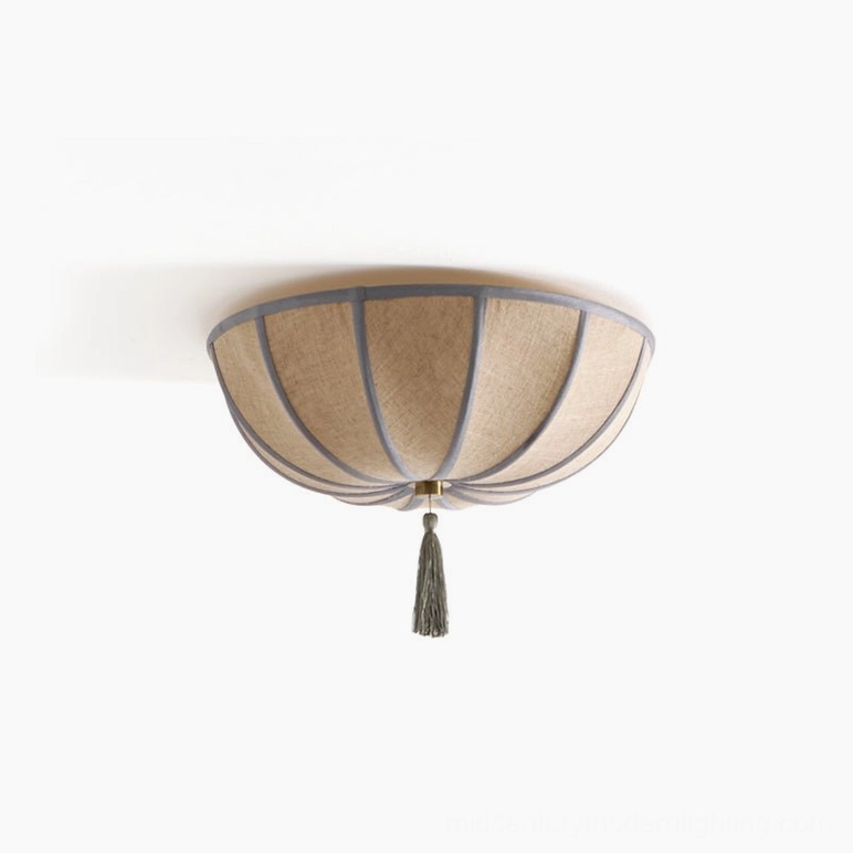 Fleur medium ceiling light in 50cm diameter size with soft fabric shade and botanical petal design