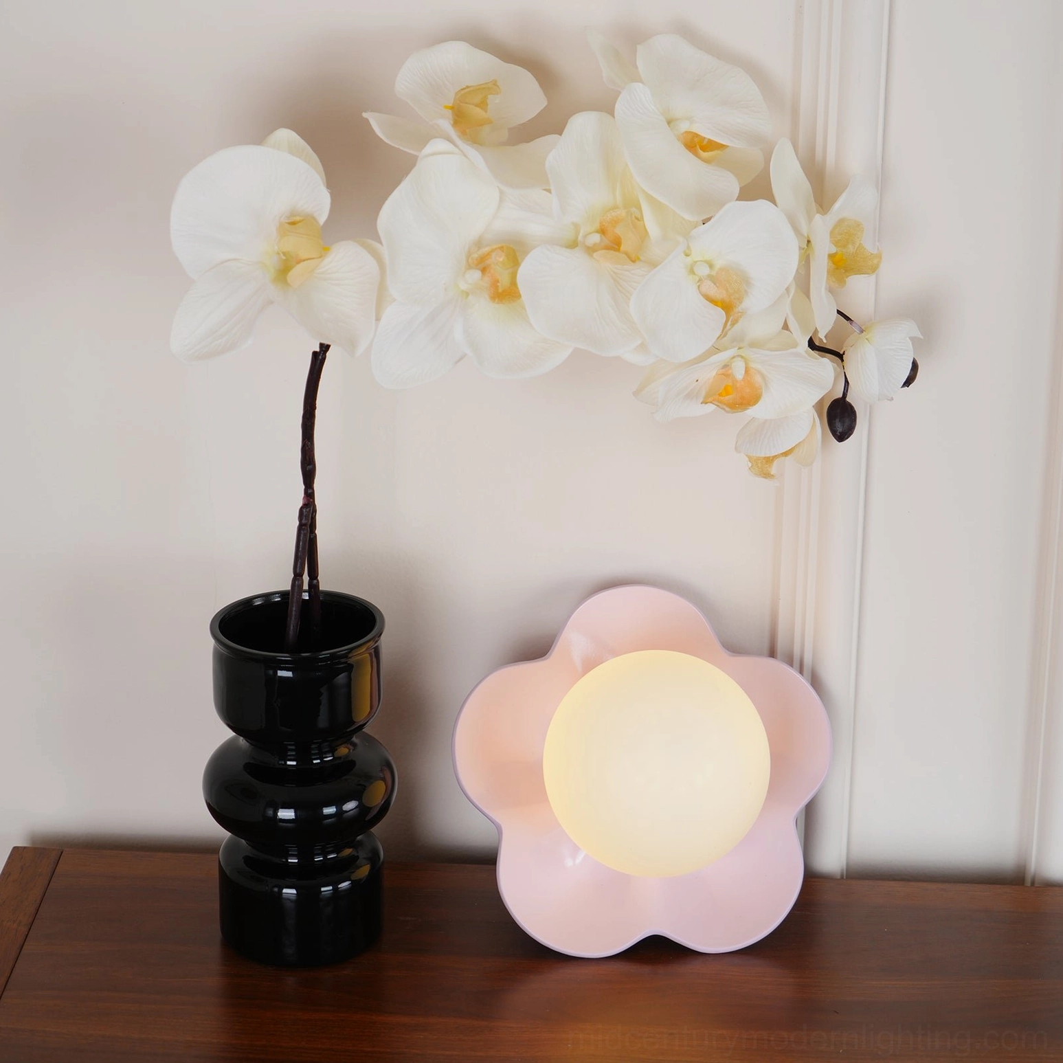 La Fleur flower lamp paired styling modern interior design accent piece