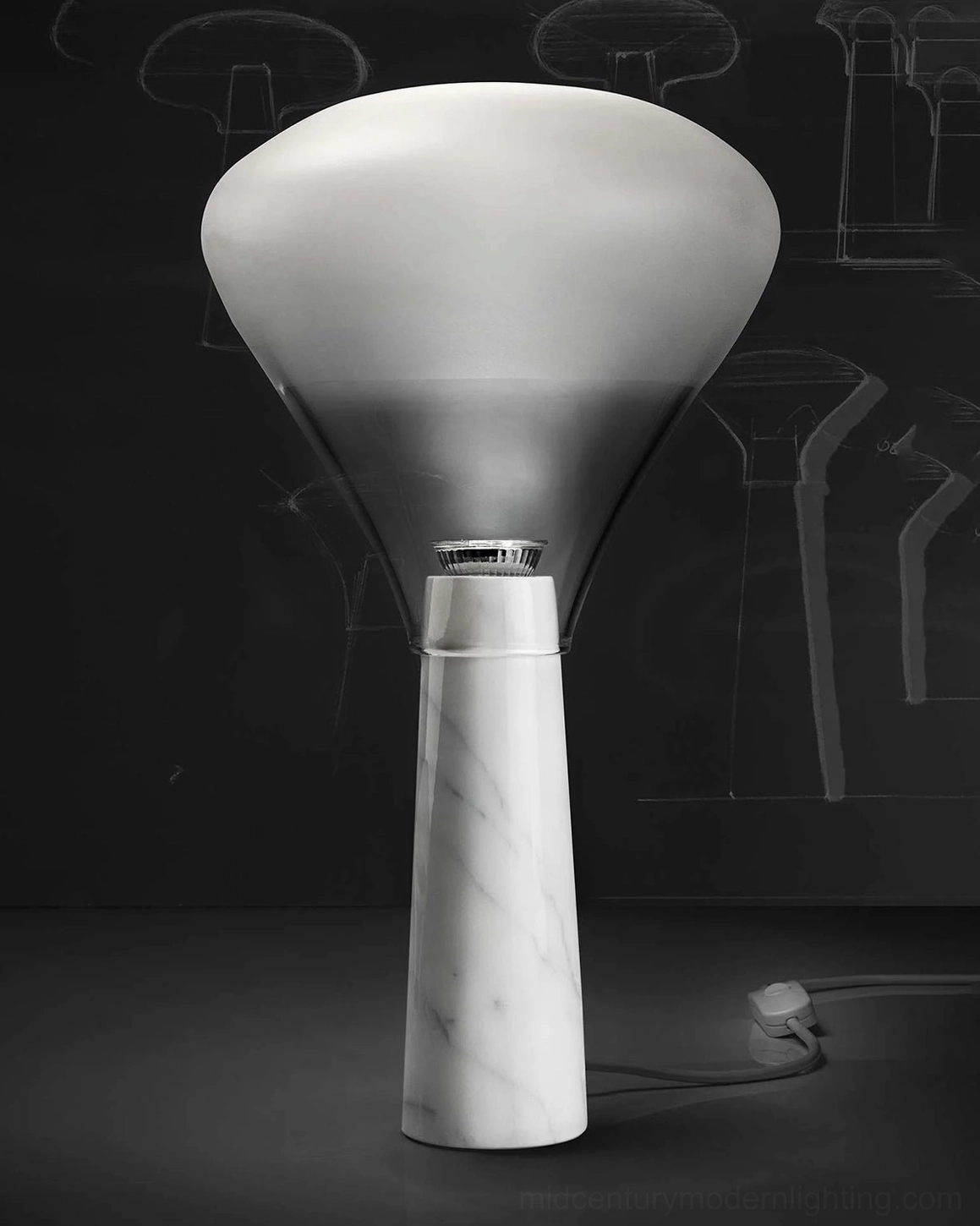 Floor standing marble lamp 53cm diameter, tall elegant lighting fixture for living spaces