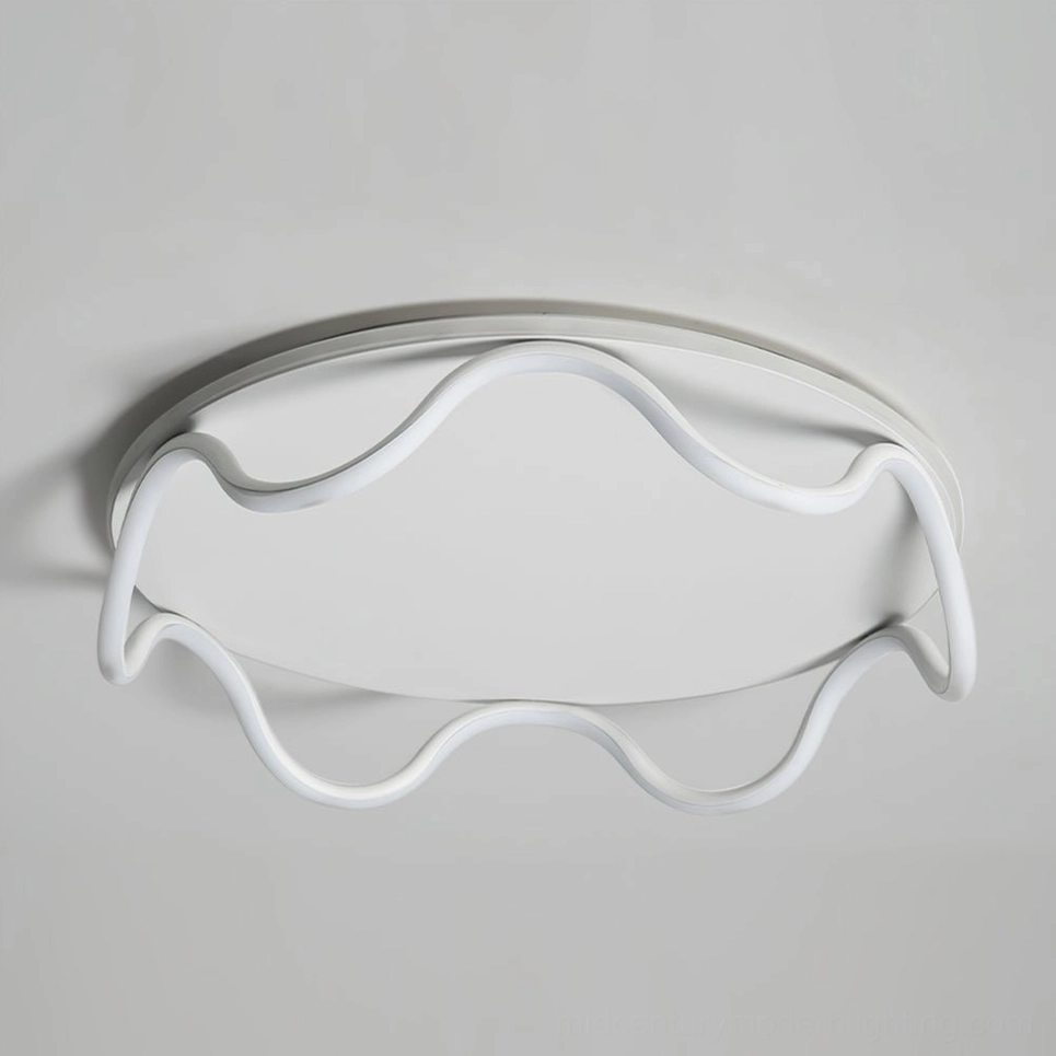 Flush-mount wave ceiling light with integrated acrylic diffuser for contemporary home interior design