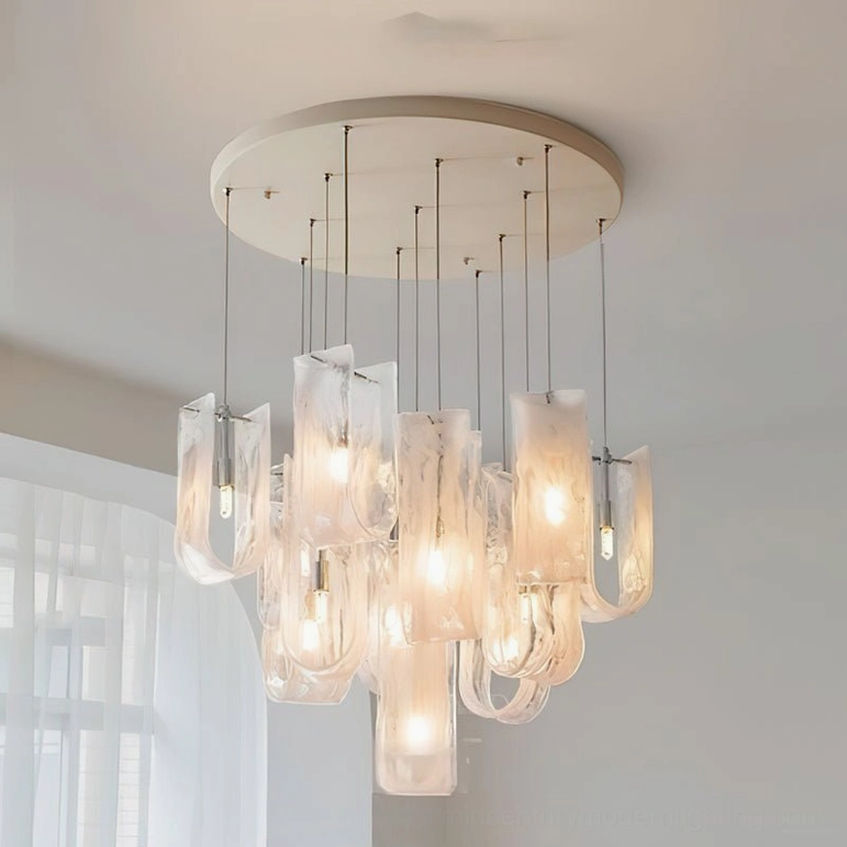 Fontaine 13-light glass pendant chandelier mid-size sculptural lighting for modern dining rooms and living spaces
