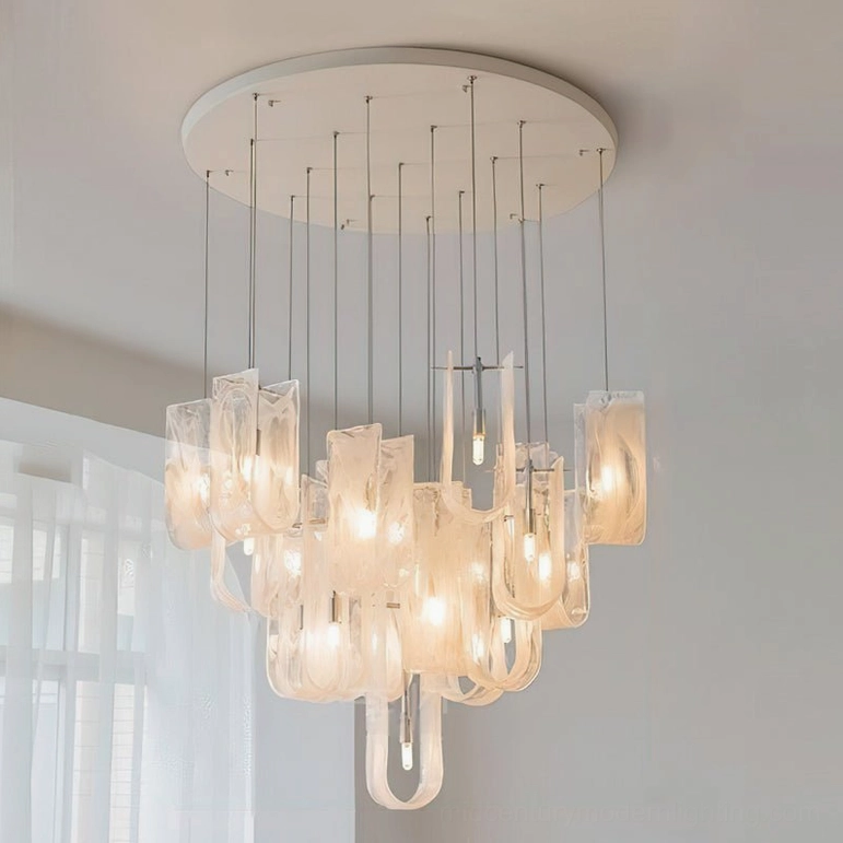 Fontaine 19-light sculptural glass chandelier grand statement configuration for luxury interior spaces