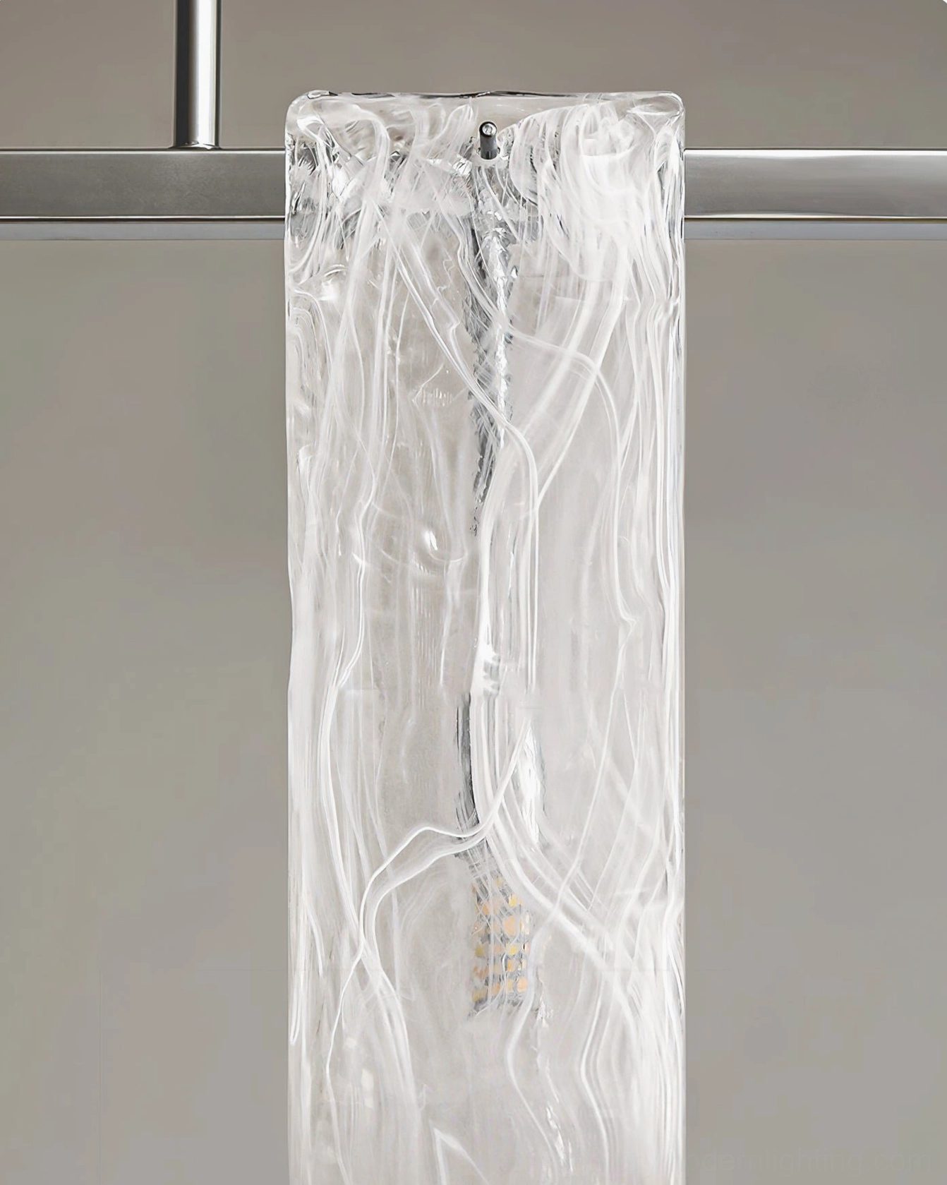 Fontaine sculptural pendant lighting overhead view showing glass shade gradient and light diffusion properties