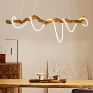Ford branch-inspired LED chandelier warm lighting Chinese tea room interior design
