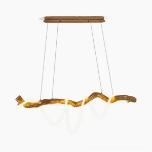Ford organic wave chandelier with wavy silicone strips pendant light front view studio