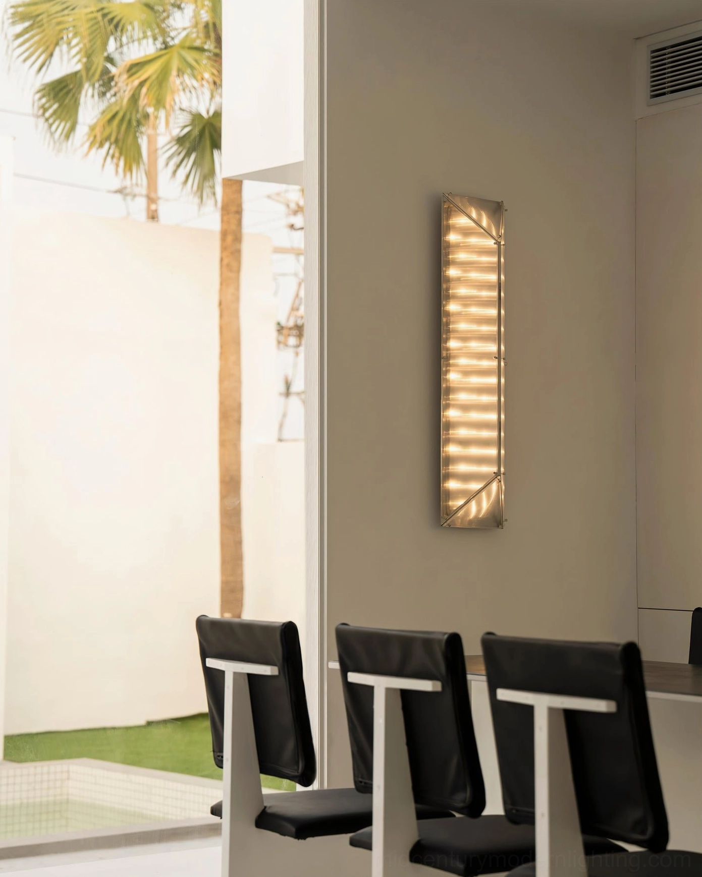 Fragment modern wall lamp stainless steel frame interior design detail