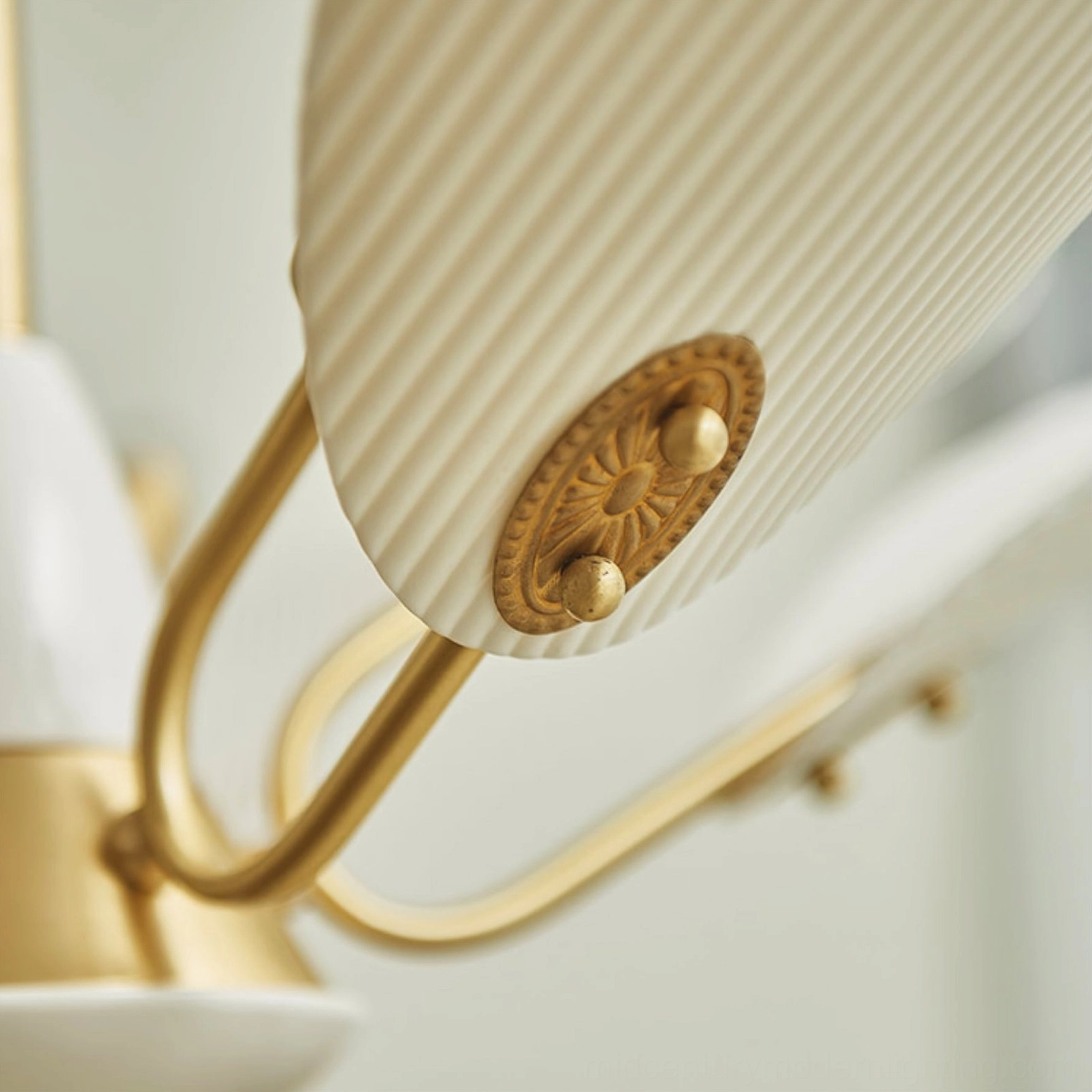 Franco ceramic chandelier illuminated in home interior showing three-dimensional petal structure and light diffusion