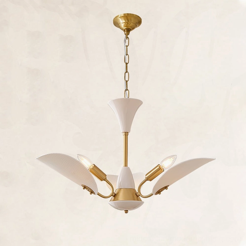 Franco ceramic chandelier three-head configuration in elegant interior space with warm ambient lighting
